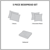 5 Piece Reversible Jacquard Bedspread Set Red King