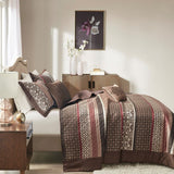 5 Piece Reversible Jacquard Bedspread Set Red King