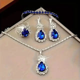 5-Piece Set: Stylish Jewelry Set for Women, Pair of Earrings, Necklace, Ring and Bracelet Adorned with Glass Accents
