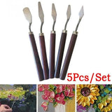 5-Pieces: Palette Steel Oil For Professional Stainless Knife Tool Painting Spatula