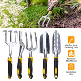 5-Pieces Set: Heavy Duty Garden Tool Set with Non-Slip Handle