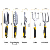 5-Pieces Set: Heavy Duty Garden Tool Set with Non-Slip Handle