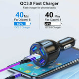 5 Port USB Fast Car Charger with LED Display