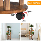 5-Tier Plant Stand with 4 Detachable Wheels Wooden Plant Pot Rolling Shelf