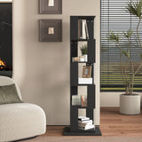 5 tier Rotating Bookshelf, Floor Rack Simple Bookcase with Acrylic plate Student Multi-Function Creative Bookshelf for Living Room with anti-toppling base