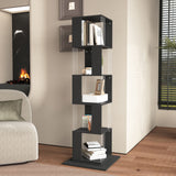 5 tier Rotating Bookshelf, Floor Rack Simple Bookcase with Acrylic plate Student Multi-Function Creative Bookshelf for Living Room with anti-toppling base