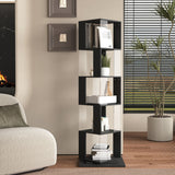 5 tier Rotating Bookshelf, Floor Rack Simple Bookcase with Acrylic plate Student Multi-Function Creative Bookshelf for Living Room with anti-toppling base