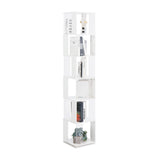 5 tier Rotating Bookshelf, Floor Rack Simple Bookcase with Acrylic plate Student Multi-Function Creative Bookshelf for Living Room with anti-toppling base