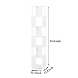 5 tier Rotating Bookshelf, Floor Rack Simple Bookcase with Acrylic plate Student Multi-Function Creative Bookshelf for Living Room with anti-toppling base