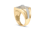 10K Yellow Gold 1 1/2 Cttw Diamond Cluster and Halo Signet Mens Ring (K-L Color, I1-I2 Clarity) - Size 10