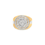 10K Yellow Gold 1 1/2 Cttw Diamond Cluster and Halo Signet Mens Ring (K-L Color, I1-I2 Clarity) - Size 10