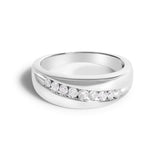 Men's.925 Sterling Silver 1/2 Cttw Diamond 9 Stone Band Ring - Size 10