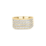 10K Yellow Gold 1.00 Cttw Diamond Multi Row Mens Ring Band