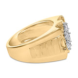 Men's 14K Yellow Gold Plated .925 Sterling Silver 1/3 Cttw Miracle-Set Floral Diamond Cluster Ring (I-J Color, I1-I2 Clarity) - Size 10