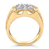 Men's 14K Yellow Gold Plated .925 Sterling Silver 1/3 Cttw Miracle-Set Floral Diamond Cluster Ring (I-J Color, I1-I2 Clarity) - Size 10