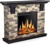 50 Inch Electric Fireplace Stone Mantel Package Y4926