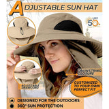 50+ Sun Protection Cap Wide Brim Fishing Hat with Face & Neck Flap