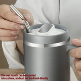 500ml Water Cup with Cover Sealing Silicone Ring Double-layer Leak-proof Drink Water Handle Stainless Coffee Insulated Cup