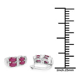 3.20 Carat Glass Filled Ruby .925 Sterling Silver Earrings