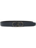 Ferragamo Men Semi-Matt Grained Leather Reversible Gancini Belt