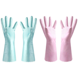 Anti-slip household gloves-blue-PVC+ flocking-L size-1 pair