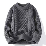 Round-neck High-neck Fleece-lined Solid-color Sweater