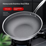 Cross-border Wholesale Wok Upgraded Household Stainless Steel Frying Pan