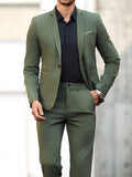 Mens Light-business Dark Green Suit Set