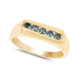 14K Yellow Gold Plated 0.35 Carat Genuine Blue Diamond .925 Sterling Silver Ring