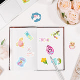 50pcs/roll Easter Day Bunny Rabbit Stickers Roll; Cute Happy Easter Stickers For Kids Children Card Scrapbooking; Easter Art Craft; Easter Gift; Party Favours Decorations; Easter Basket Stuffers