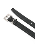 Saint Laurent Men Squared Buckle Smooth Leather Cassandre Thin Belt
