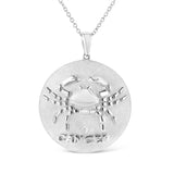 .925 Sterling Silver Diamond Accent Cancer Zodiac Design 18" Pendant Necklace Medallion (K-L Color, I1-I2 Clarity)