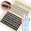 Focipeysa Eyelash Extension Kit, 200pcs 80D Mink Fur False Eyelashes, 10-18mm DIY Lash Clusters, Matte Black, Vegan, Cruelty Free, Includes Lash Bond & Remover, Tweezers