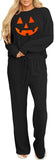Women Pajamas Set Loungewear Ribbed Long Sleeve Top and Pants with Pockets Lounge Sweatsuit Set
