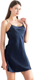 THXSILK Women's Silk Nightgown, 100% Real 19 Momme Mulberry Silk Sleepwear Round Neck Spaghetti Strap Chemise Nightdress