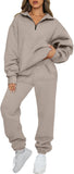 AUTOMET Women's Sweatsuits 2 Piece Outfits Lounge Sets Long Sleeve Half Zip Pullover and Baggy Sweatpants with Pockets
