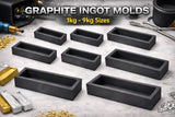 Graphite Ingot Mold for Gold & Silver Casting | 1000g–9000g (1kg–9kg) Capacities | High Purity Heat Resistant Mold
