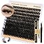 Focipeysa Eyelash Extension Kit, 200pcs 80D Mink Fur False Eyelashes, 10-18mm DIY Lash Clusters, Matte Black, Vegan, Cruelty Free, Includes Lash Bond & Remover, Tweezers