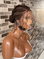 Feeding braid Wig, Human Hair Curls, Color 1B/30 Swiss Full Lace - Janiece