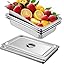 VEVOR 4 Pack Full Size Steam Table Pan,4 Inch Deep, 13L Capacity - Stainless Steel Food Container for Oven, Hotel - Anti-Jam Design