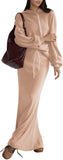 EXLURA Women 2 Piece Outfits Fall Airport Long Sleeve Hoodies Matching Long Skirt Dress Sweatsuits Lounge Sets Winter 2025