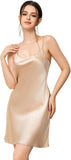 THXSILK Women's Silk Nightgown, 100% Real 19 Momme Mulberry Silk Sleepwear Round Neck Spaghetti Strap Chemise Nightdress