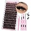 Focipeysa Eyelash Extension Kit, 200pcs 80D Mink Fur False Eyelashes, 10-18mm DIY Lash Clusters, Matte Black, Vegan, Cruelty Free, Includes Lash Bond & Remover, Tweezers