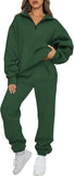 AUTOMET Women's Sweatsuits 2 Piece Outfits Lounge Sets Long Sleeve Half Zip Pullover and Baggy Sweatpants with Pockets