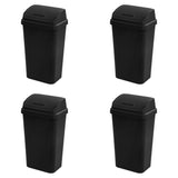 Sterilite 4-Pack Swing Top Wastebasket, Sleek Square Profile Trash Can, 13 Gallon, Black - Modern Garbage Bin for Kitchen, Bathroom, Garage and Workspace, Fits 13 Gal Liners