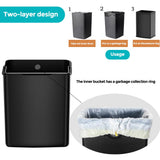 6.6 Gallon/25L Stainless Steel Square Trash Can, Large Capacity Kitchen Garbage Can, Business Trash Bin, Tall, Elegant, White Waste Basket, for Home, Office, Hotel (25LWhite)