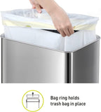 EKO Mirage-T 50 Liter / 13.2 Gallon Touchless Rectangular Motion Sensor Trash Can, Brushed Stainless Steel Finish