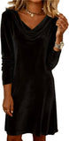 OSCORP Women’s Velvet Cowl Neck Mini Dress – Long Sleeve Party Cocktail Dress for Fall Winter 2025