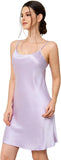 THXSILK Women's Silk Nightgown, 100% Real 19 Momme Mulberry Silk Sleepwear Round Neck Spaghetti Strap Chemise Nightdress