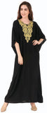MyBatua Free Size Womens Kaftan Gold Embroidered Fancy Abaya Evening Gown Muslim Maxi Dress KF-003